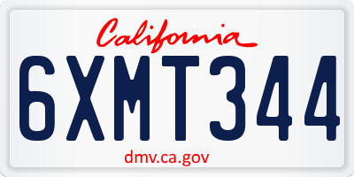 CA license plate 6XMT344