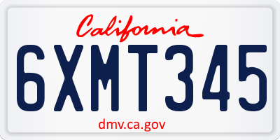 CA license plate 6XMT345