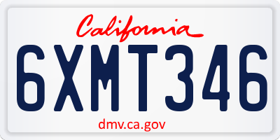 CA license plate 6XMT346