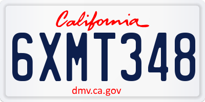 CA license plate 6XMT348