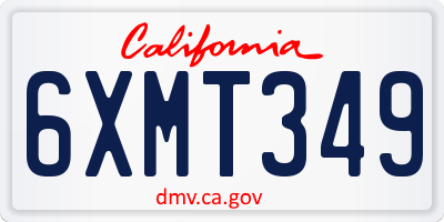 CA license plate 6XMT349