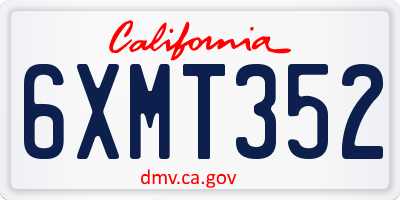 CA license plate 6XMT352