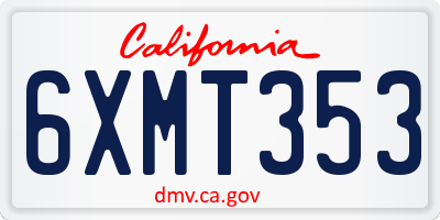 CA license plate 6XMT353