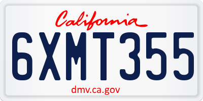 CA license plate 6XMT355