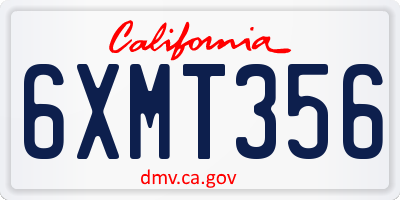 CA license plate 6XMT356