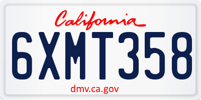 CA license plate 6XMT358