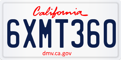 CA license plate 6XMT360