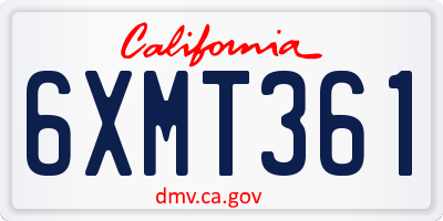CA license plate 6XMT361