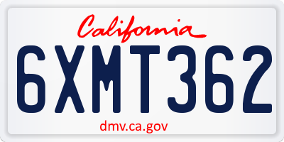 CA license plate 6XMT362