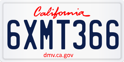 CA license plate 6XMT366