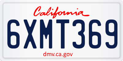 CA license plate 6XMT369