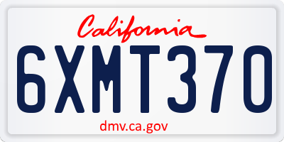 CA license plate 6XMT370