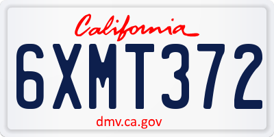 CA license plate 6XMT372
