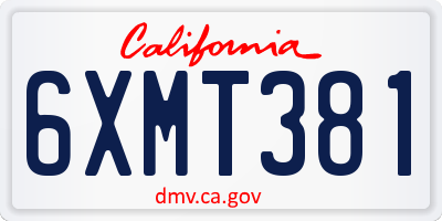 CA license plate 6XMT381