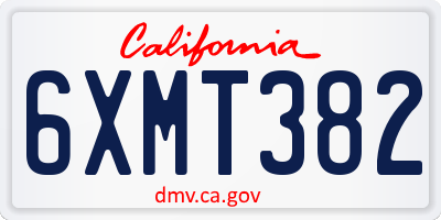 CA license plate 6XMT382