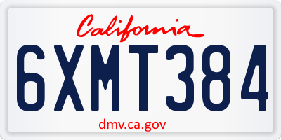 CA license plate 6XMT384
