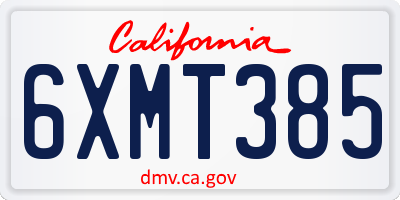 CA license plate 6XMT385
