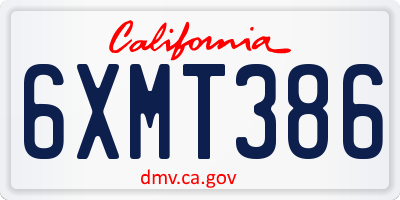 CA license plate 6XMT386