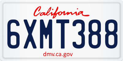 CA license plate 6XMT388