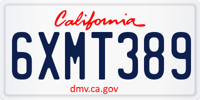 CA license plate 6XMT389