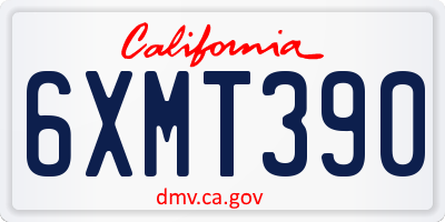 CA license plate 6XMT390