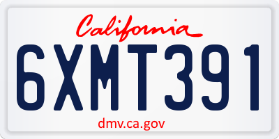 CA license plate 6XMT391