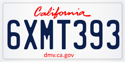 CA license plate 6XMT393