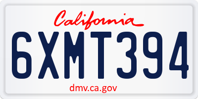 CA license plate 6XMT394