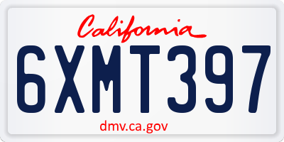 CA license plate 6XMT397