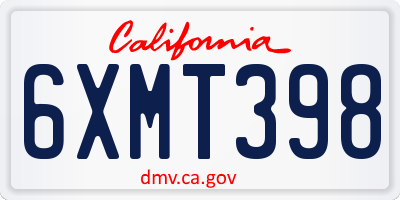 CA license plate 6XMT398