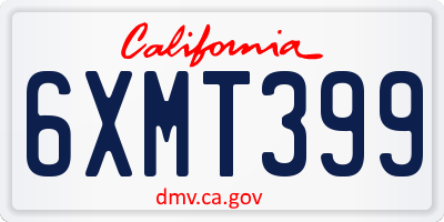 CA license plate 6XMT399