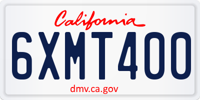 CA license plate 6XMT400