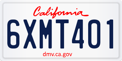 CA license plate 6XMT401