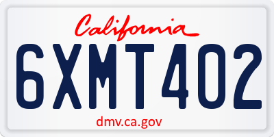 CA license plate 6XMT402