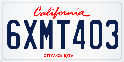 CA license plate 6XMT403
