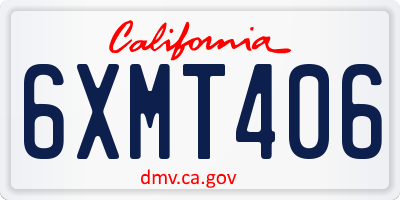 CA license plate 6XMT406
