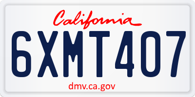CA license plate 6XMT407