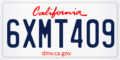 CA license plate 6XMT409