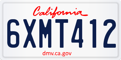 CA license plate 6XMT412