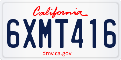 CA license plate 6XMT416