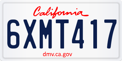 CA license plate 6XMT417