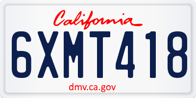 CA license plate 6XMT418