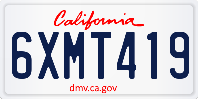 CA license plate 6XMT419