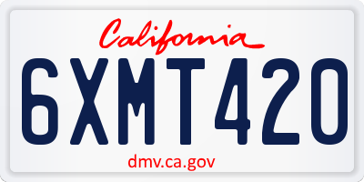 CA license plate 6XMT420