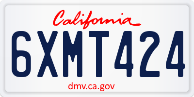 CA license plate 6XMT424