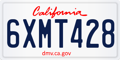 CA license plate 6XMT428
