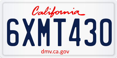 CA license plate 6XMT430