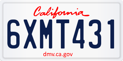 CA license plate 6XMT431