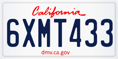CA license plate 6XMT433
