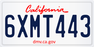 CA license plate 6XMT443